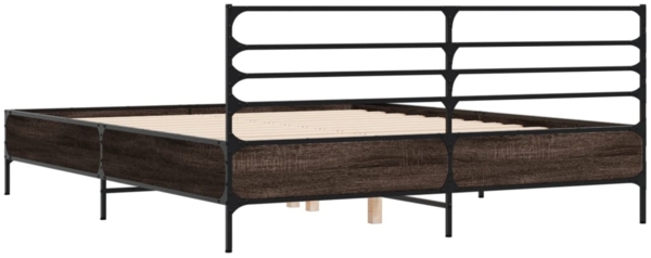 vidaXL Bettgestell Braun Eichen-Optik 150x200 cm Holzwerkstoff Metall 3280051 Bild 5