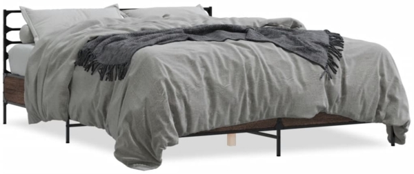 vidaXL Bettgestell Braun Eichen-Optik 150x200 cm Holzwerkstoff Metall 3280051 Bild 1