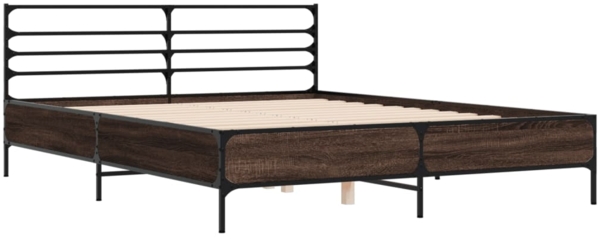 vidaXL Bettgestell Braun Eichen-Optik 150x200 cm Holzwerkstoff Metall 3280051 Bild 2