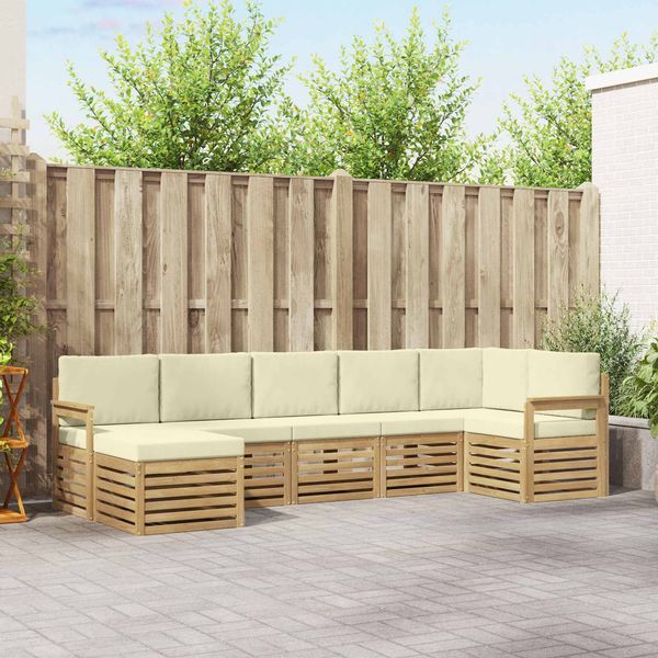 vidaXL Outdoor-Sofagarnitur 7 pcs Weiß und Creme 3392180