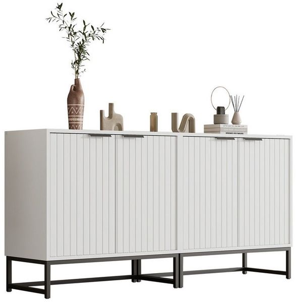 Merax Sideboard mit Metallsockel (2 St), Anrichte,Wohnzimmerschrank,Kommode Scandi