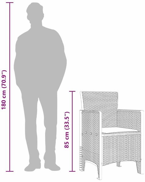 vidaXL Gartenstuhl 2 pcs Hellgrau 53 x 49 x 85 cm Polypropylen 847466 Bild 12