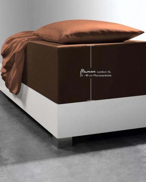 fleuresse Spannbettlaken Comfort XL, Mako-Jersey, Gummizug: rundum, (1 Stück), Mako-Jersey, für Matratzen bis 40 cm Höhe, Bettlaken, Spannbetttuch