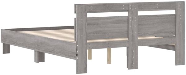 vidaXL Bettgestell mit Kopfteil LED-Beleuchtung Grau Sonoma 120x190 cm 3207579 Bild 9