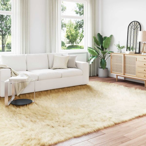 vidaXL Teppich aus Kunstschaffell TAFALLA Creme 240 x 340 cm Polyester 42021508