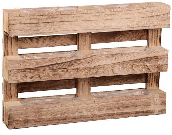 UNUS GARDEN Blumenkasten Paletten Pflanzkasten 3 Reihen (1 St, Abmessung (60 x 41 x 8,5 cm), Pflanzkasten Deko Pflanzgefäß Kräutergarten Wanddekoration aus Holz