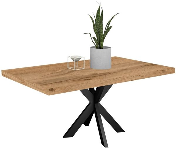Esstisch Elgin 1 210x80x100 Metall+Holzwerkstoff Schwarz/Wotan Eiche