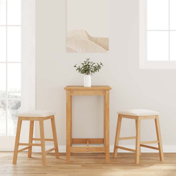 vidaXL Barstühle mit Kissen 2 Stk. Massivholz Gummibaum 4102578