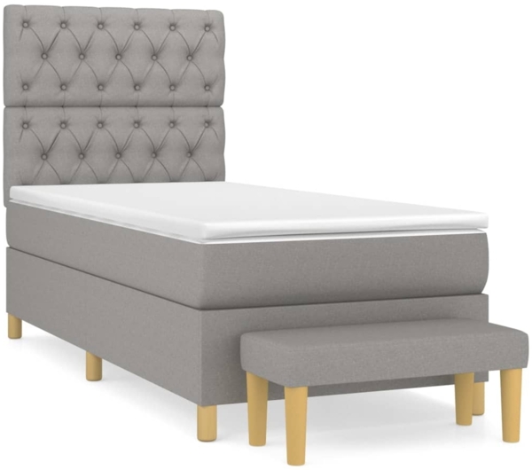 vidaXL Boxspringbett mit Matratze Hellgrau 80x200 cm Stoff, Härtegrad: H2 [3137349]