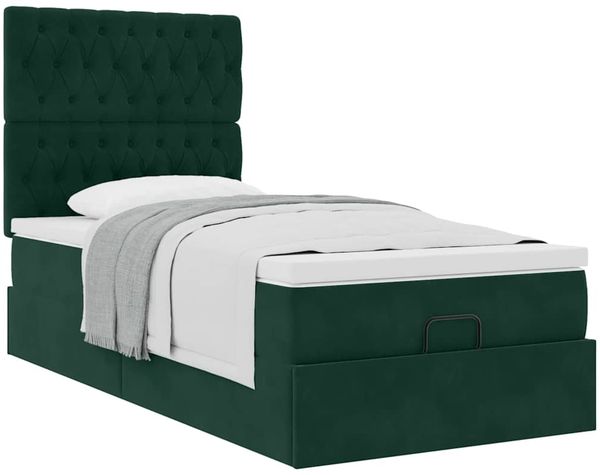 vidaXL Ottoman-Bett mit Matratzen Dunkelgrün 90x190 cm Samt 3313514 Bild 5