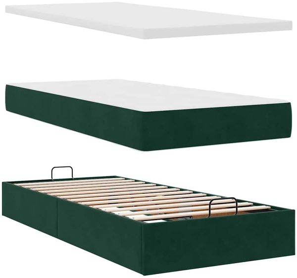 vidaXL Ottoman-Bett mit Matratzen Dunkelgrün 90x190 cm Samt 3313514 Bild 11