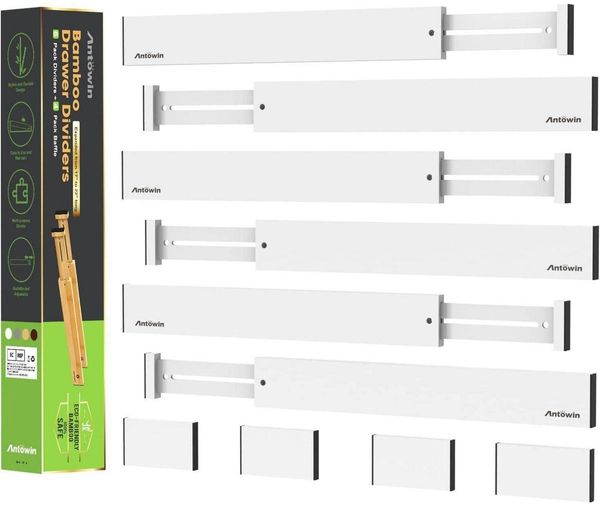 Bambus Schubladen Trennwände verstellbar federbelastet Organizer 43.2–55.9 cm