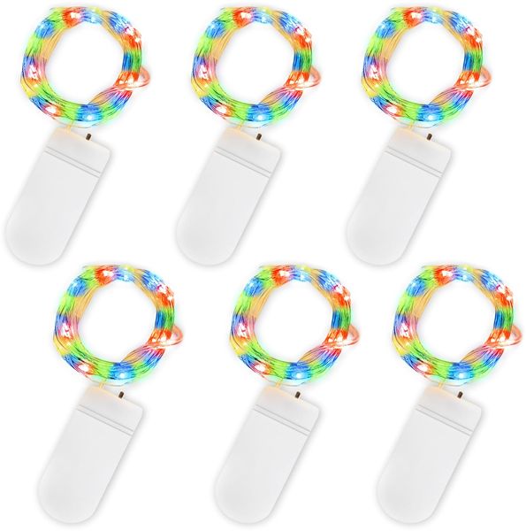 Jsdoin LED Mini Lichterkette mit Batterie, 6x20er Micro Lichterkette außen Batterie, 2M DIY kleine Lichterketten Wasserdicht für Party Hochzeit Weihnachten Beleuchtung Deko (Mehrfarbig)