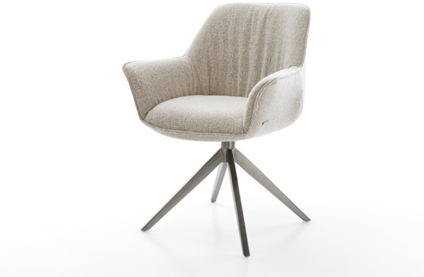 Drehstuhl Keila-Flex mit Armlehnen Webstoff Soft Beige Kreuzgestell breit Graphit 360° drehbar Wippfunktion