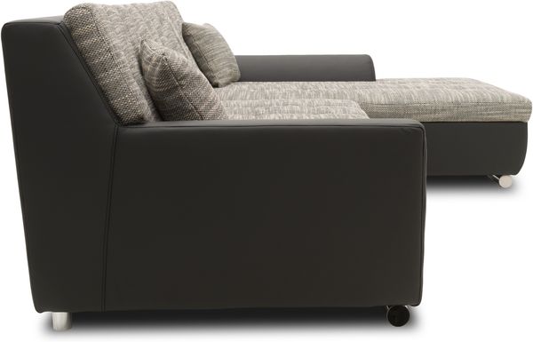 DOMO Collection Treviso, Ecksofa mit Schlaffunktion, Webstoff/Kunstleder weißgrau/schwarz, 240 x 178 cm Bild 3