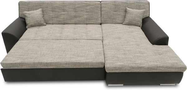DOMO Collection Treviso, Ecksofa mit Schlaffunktion, Webstoff/Kunstleder weißgrau/schwarz, 240 x 178 cm Bild 7