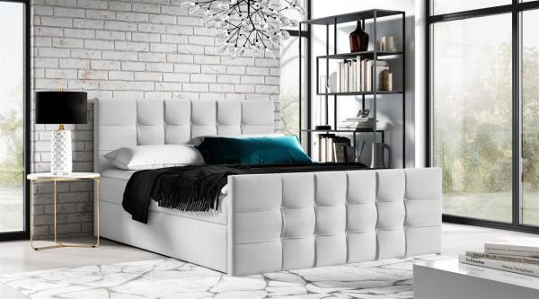 Boxspringbett Schlafzimmerbett NOEL 180x200cm Stoff Hellgrau inkl. Bettkasten Bild 1