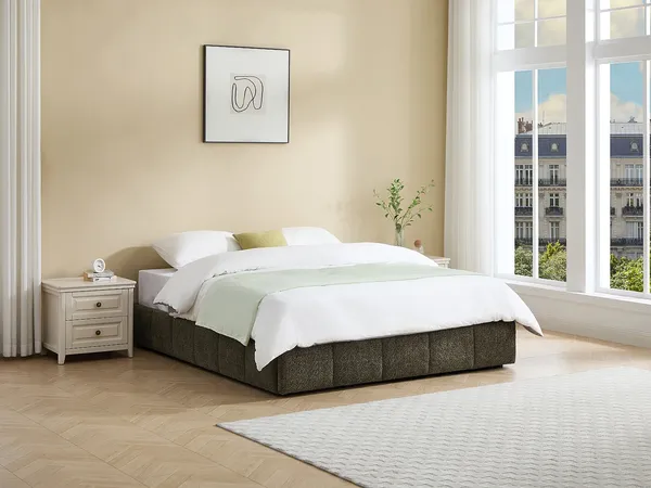 Vente-unique - NULOX Lattenrost und Bettrahmen Stoff Grün - B 192 cm x H 30 cm x L 214 cm