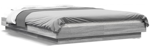 vidaXL Bettgestell mit LED Grau Sonoma 135x190 cm Holzwerkstoff 3281138