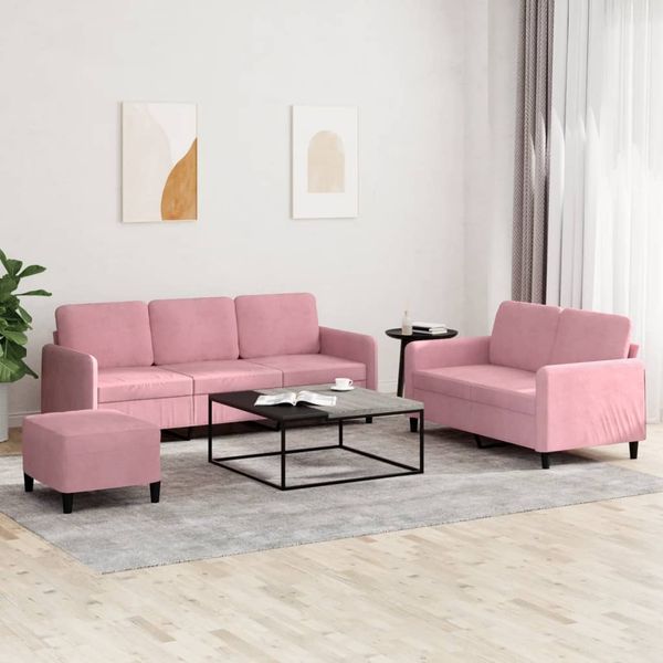 vidaXL 3-tlg. Sofagarnitur Rosa Samt 3202027