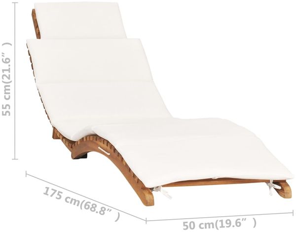 vidaXL Klappbare Sonnenliege mit Cremeweißer Auflage Massivholz Teak 310667 Bild 7