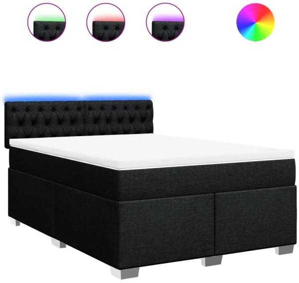 vidaXL Boxspringbett mit Matratze Schwarz 160x200 cm Stoff 3288248