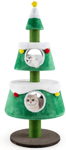 COSTWAY Kratzbaum, mit 2 Katzenhöhlen & Spielzeug, 153cm hoch
