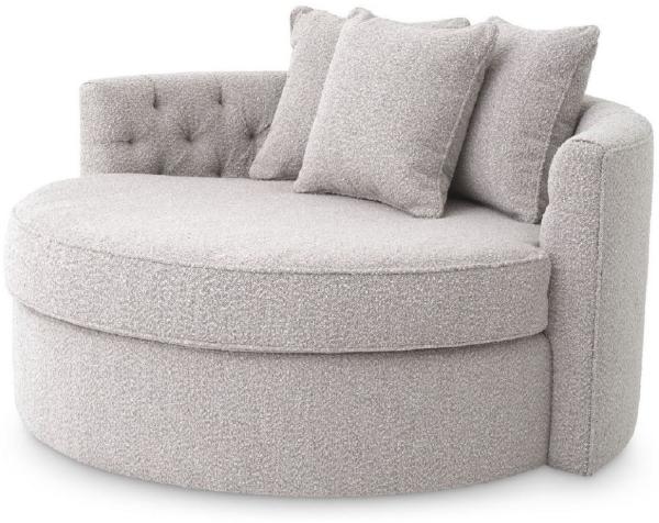 Casa Padrino Luxus Rundsofa Grau 157 x 148 x H. 90 cm - Modernes rundes Wohnzimmer Sofa mit 3 Kissen - Wohnzimmer Möbel - Luxus Möbel