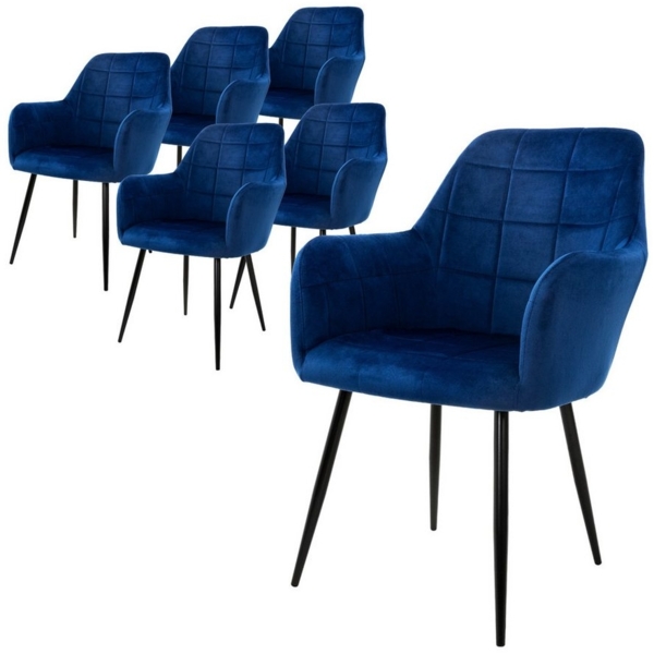 ML-DESIGN Stuhl Esszimmerstuhl ergonomisch & gepolstert, Esstischstuhl mit Rückenlehne (6 St), Wohnzimmerstuhl Dunkelblau Samtbezug Küchenstuhl Polsterstuhl