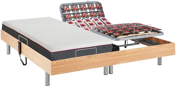 Vente-unique - ATRIDE Bett Holz, PlatteStoff Beige - B 80 cm160 cm12 cm x H 18 cm35 cm16,5 cm x L 200 cm71 cm