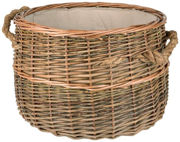 UNUS HOME Kaminholzkorb Korb Weide rund 2 Seilgriffe (1 St)
