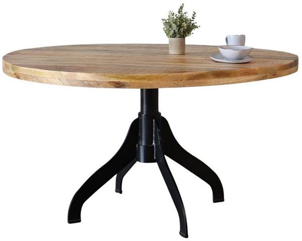 baario Esstisch Esstisch SELCE rund 100cm, Style edles Massivholz & Eisen rustikal 100 120 140cm