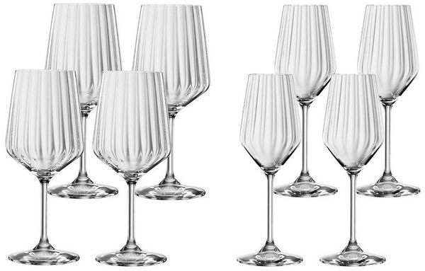 SPIEGELAU Weinglas Spiegelau Lifestyle 4x Rotwein + 4x Champagner Gläser, Kristallglas