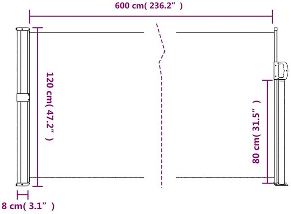 vidaXL Seitenmarkise Ausziehbar Dunkelgrün 120x600 cm 4004500 Bild 10