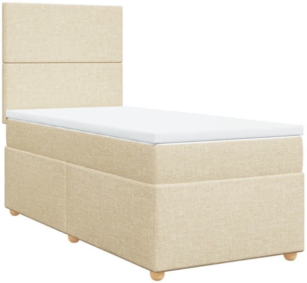 vidaXL Boxspringbett mit Matratze Creme 90x190 cm Stoff 3291133