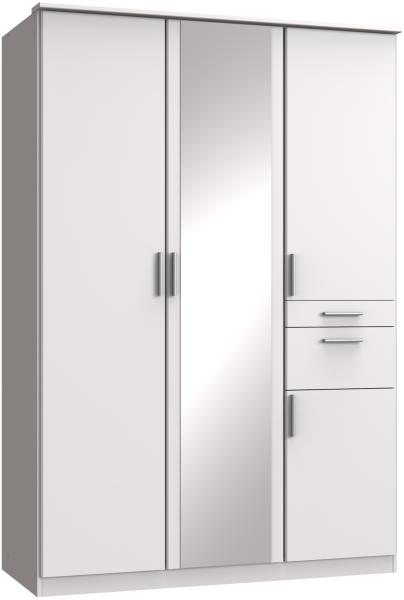 Kleiderschrank >Kalindi II< in Weiß - 135x198x58cm (BxHxT)