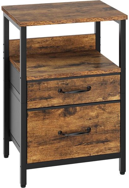 YMYNY Nachttisch Beistelltisch 2 Stoffschubladen 40x30x53,8cm Vintage HST011H Bild 8