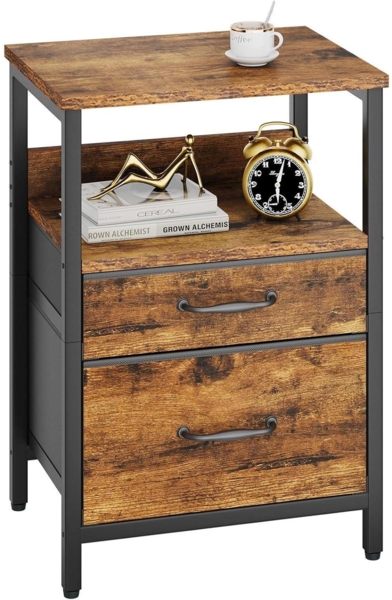 YMYNY Nachttisch Beistelltisch 2 Stoffschubladen 40x30x53,8cm Vintage HST011H