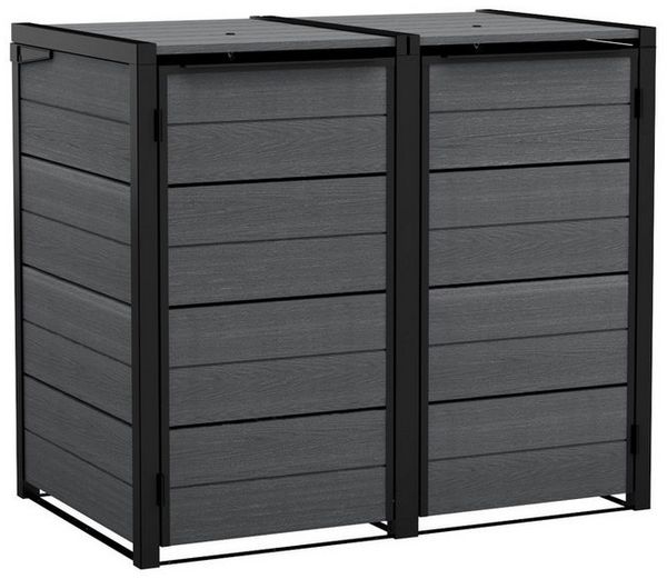 Keter Mülltonnenbox "Hide Away" 240 - 1200 Liter Anthrazit, Holzoptik, nathlos erweiterbar