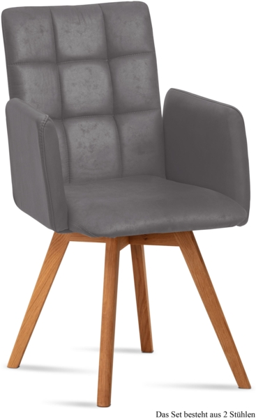 Armlehnstuhl (2er-Set) Dione 52x91x60 Eiche geölt/Grau