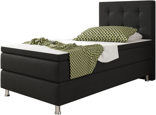 Boxspringbett KN007 90x200 cm Webstoff Schwarz