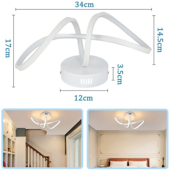 ZMH LED Deckenleuchte Wohnzimmer 3 Blatten verflochten 25/34/40CM Modern für Schlafzimmer, Augenschutz, Einfache Installtion, LED fest integriert, LED fest integriert