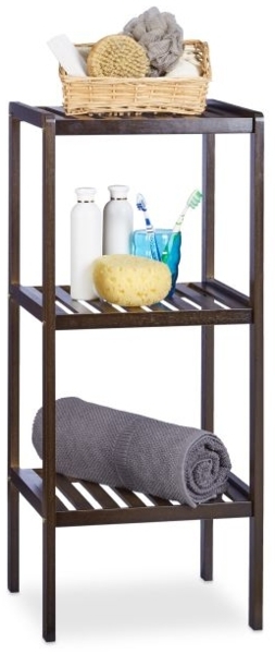 Relaxdays Badregal mit 3 Ablagen, Bambus braun, 34,5 x 33 x 80 cm