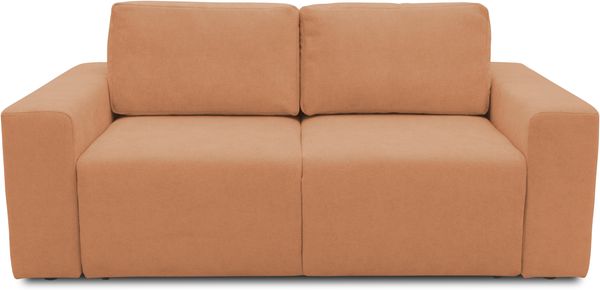 DOMO. collection Sofa 700 029, 2-Sitzer Couch mit Schlaffunktion und Federkernpolsterung, lose Rückenkissen, Polstergarnitur, 192 x 116 x 85 cm (BxTxH), lachs