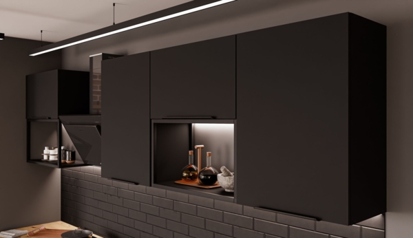 Küche SIENA BASIC LOFT 280 cm Küchenzeile Küchenblock Einbauküche Schwarz matt Bild 4