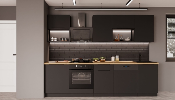 Küche SIENA BASIC LOFT 280 cm Küchenzeile Küchenblock Einbauküche Schwarz matt Bild 11