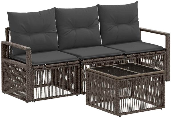 vidaXL Gartensofa-set 4 pcs Grau Poly-Rattan 3435632