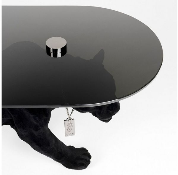 Bold Monkey Beistelltisch Retro Beistelltisch Couchtisch Dope As Hell Panther Rauchglasplatte