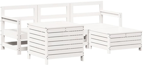 vidaXL 5-tlg. Garten-Sofagarnitur Weiß Massivholz Kiefer 3250505