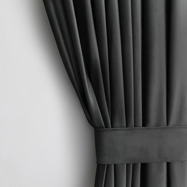 Restilo Gardine Gardine Multifunktionsband Kräuselband Vorhang Verdunkelnd Samt Textil (1 St), Kräuselband, verdunkelnd, Samt Textilien, mit Raffhalter